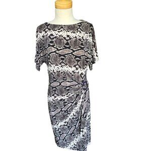 New York & Company Brown Animal Print Dress Size 10 | Leopard Print Midi Dress |